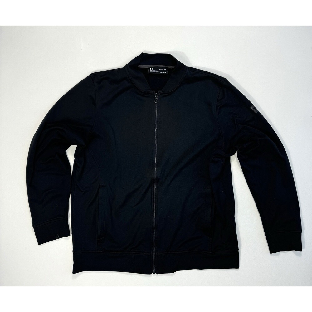 Under Armour Cold Gear Men's XL Full Zip Track Jacket Loose Black Pockets Active
